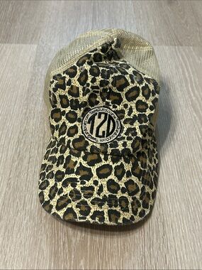 Tees2urdoor Leopard Print Mesh Embroidered Logo Trucker Hat